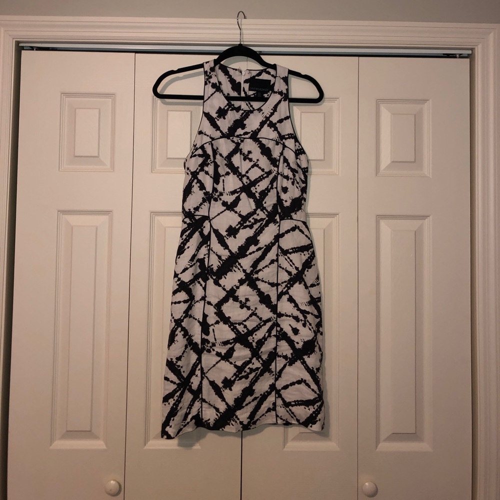 Black and white linen dress